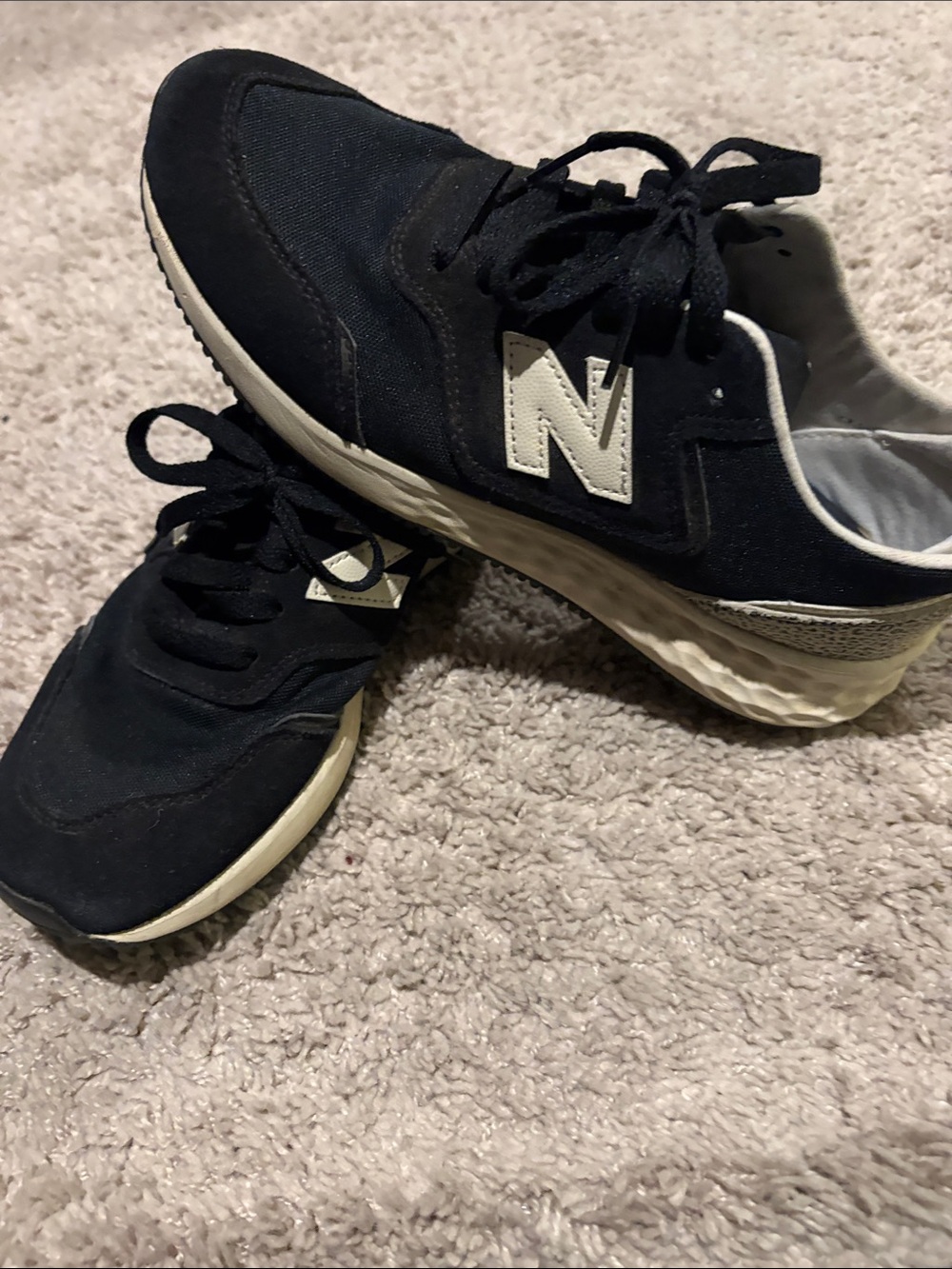 New Balance Black & Off-White Suede Mesh Sneakers